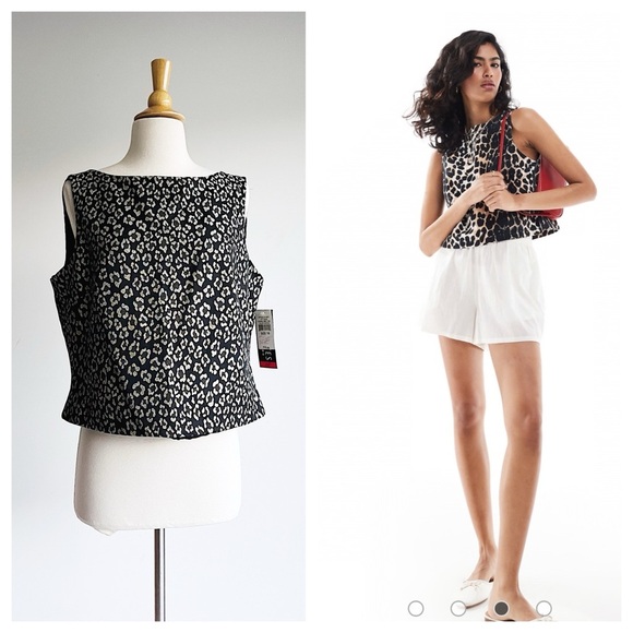 DEADSTOCK VINTAGE | Cropped Silver and Black Leopard Print Top | 16 - Picture 1 of 9